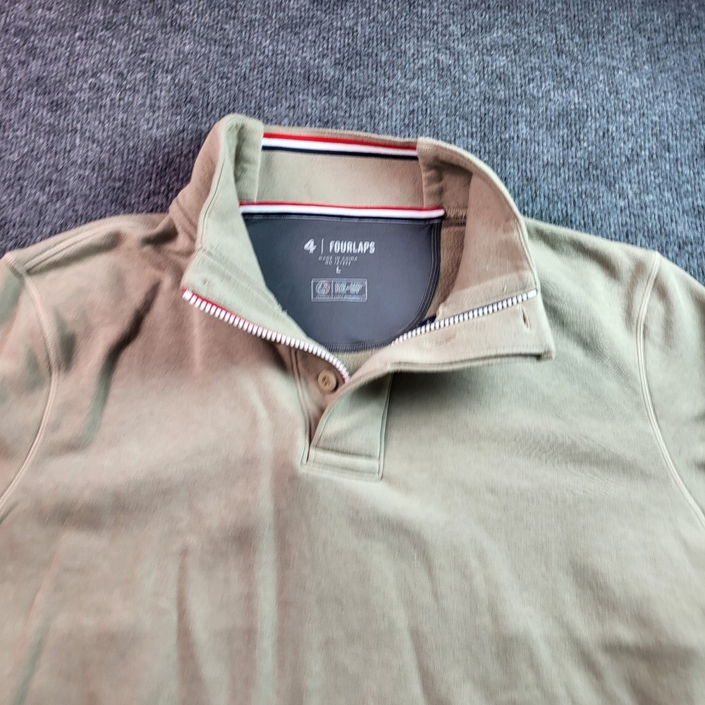 Fourlaps Mens Tan Quarter Zip Pullover‎ Sweatshirt Size L 4 RE UP Fabric
